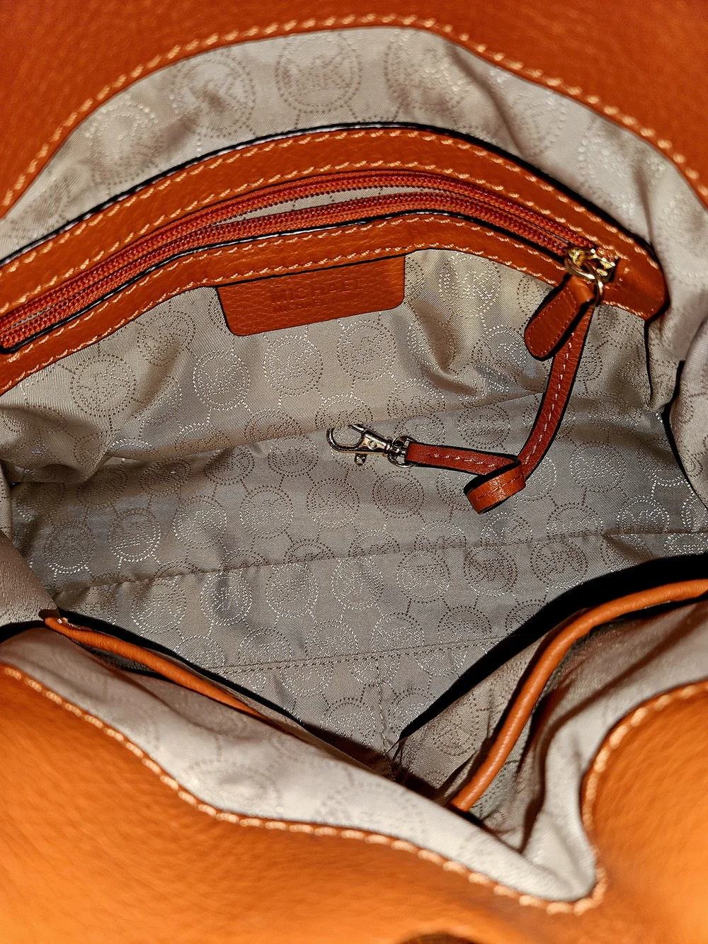 Michael Kors Hamilton Set, Burnt Orange Woven Leather Satchel/Crossbody/Coin Pur